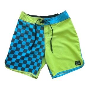 Vintage Y2K Quiksilver Checker Ska Pattern Swim Shorts 32"